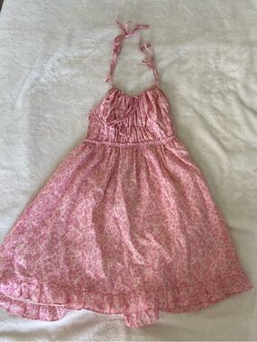 Sky to Moon Pink Floral Halter Sundress